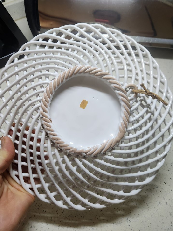 Beyaz Nakışlı Dekoratif Tabak - Görsel 4