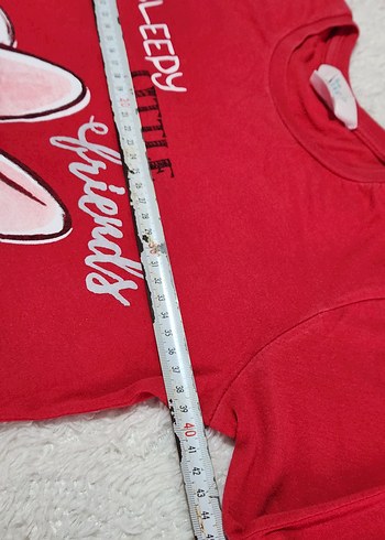 Kız Çocuk Kırmızı Baskılı Pamuklu Tişört - Görsel 4