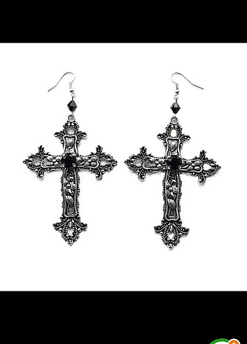 Beden gotik haç choker küpe set victorian cross