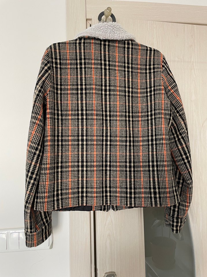 Düğmeli Ekose Desenli Kadın Ceket - Görsel 2