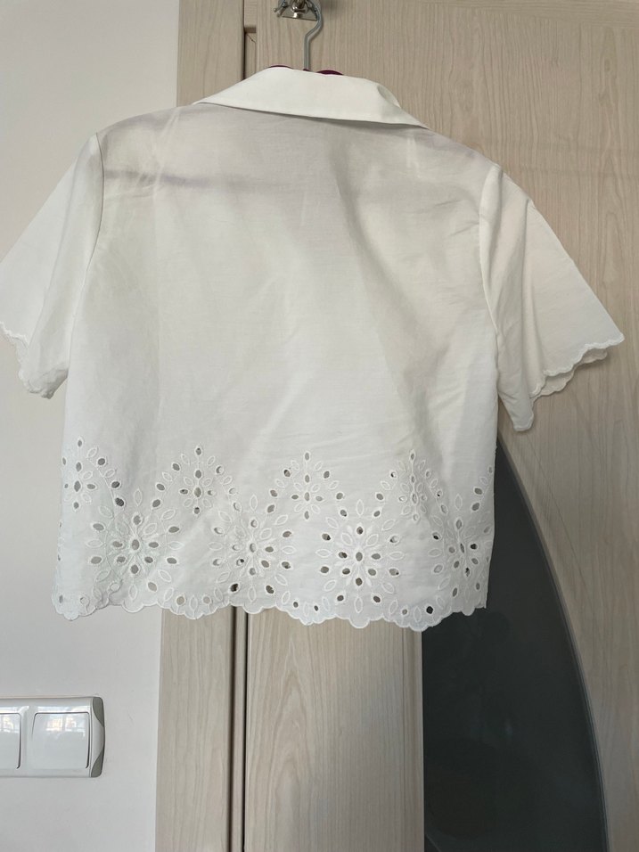 Nakış Detaylı Beyaz Mini Kadın Gömlek - Görsel 2