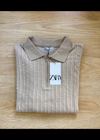 Zara ZARA Bej Örgü Polo Tişört