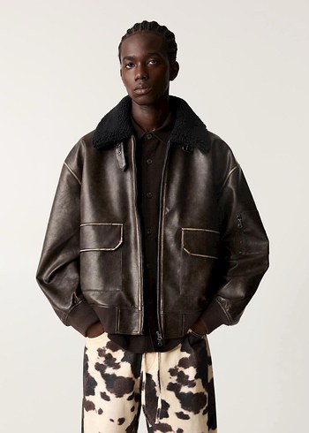 Pull and Bear YAKA DETAYLI DERİ CEKET