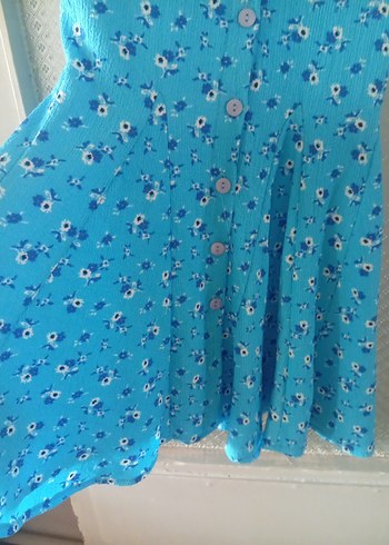 Mavi Düğmeli Midi Elbise - Görsel 7