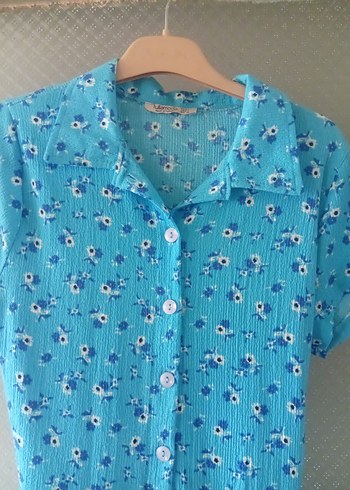 Mavi Düğmeli Midi Elbise - Görsel 3