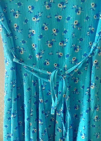 Mavi Düğmeli Midi Elbise - Görsel 5