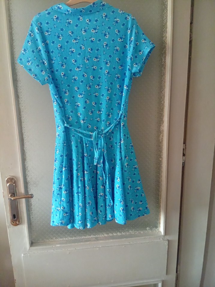 Mavi Düğmeli Midi Elbise - Görsel 4