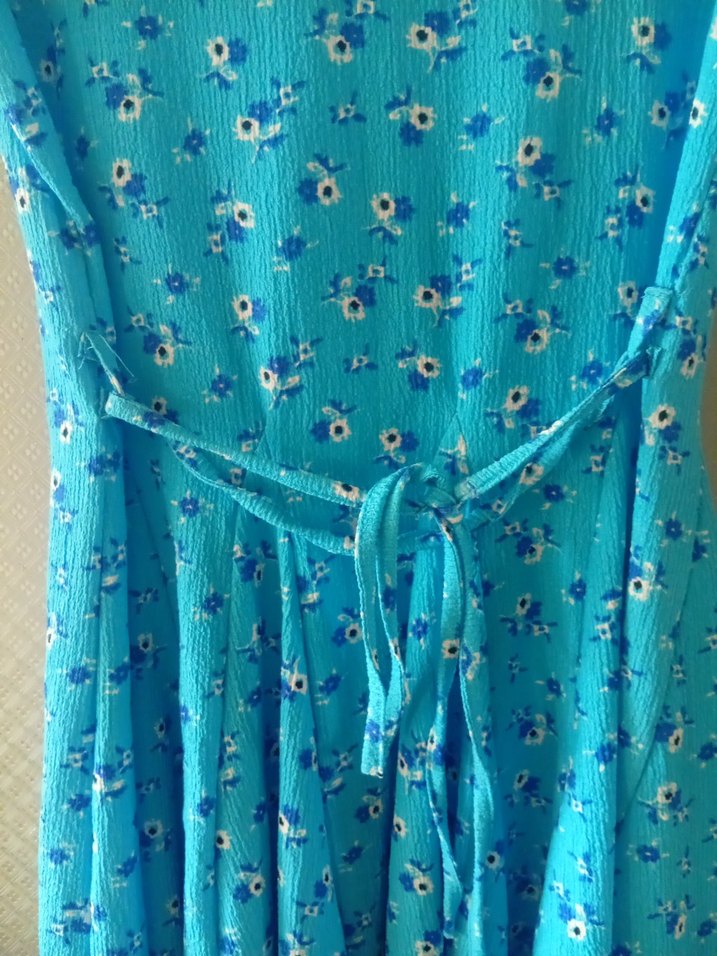 Mavi Düğmeli Midi Elbise - Görsel 5