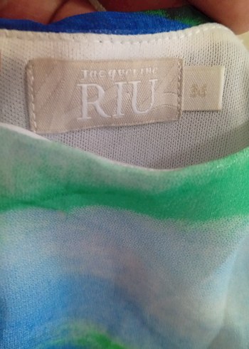 Mavi Batik Desenli şifon Elbise - Görsel 7