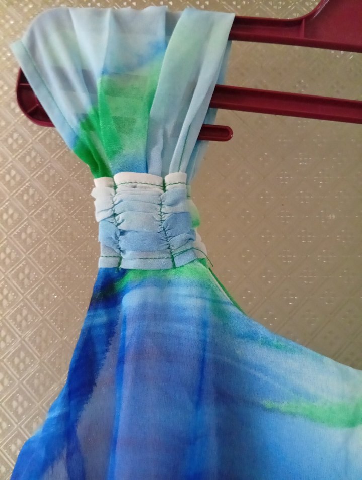 Mavi Batik Desenli şifon Elbise - Görsel 5