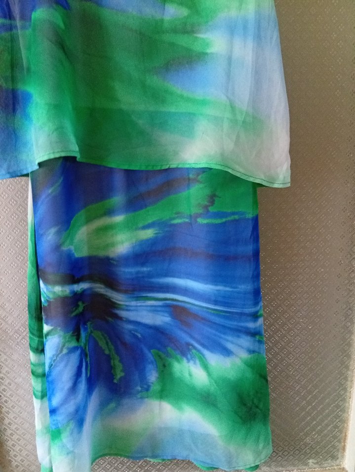 Mavi Batik Desenli şifon Elbise - Görsel 2