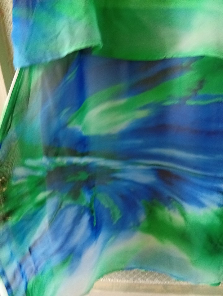 Mavi Batik Desenli şifon Elbise - Görsel 3