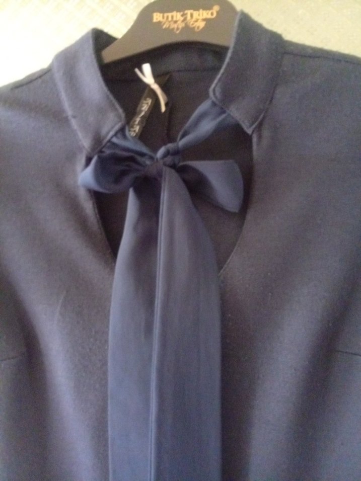 Kısa Kollu Lacivert Midi Kalem Elbise - Görsel 3