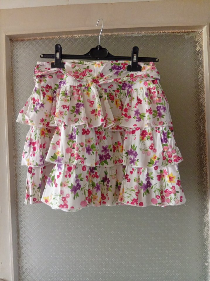 Çiçek Desenli Fırfırlı Etek - Görsel 2