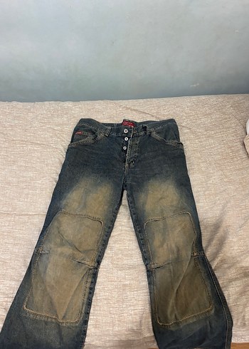 l Beden gri Renk Gri Vintage Bol Kesim Kadın Kot Pantolon