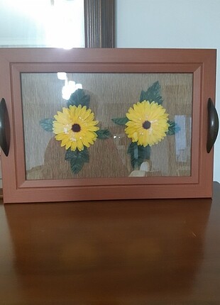 Ahşap desenli tepsi