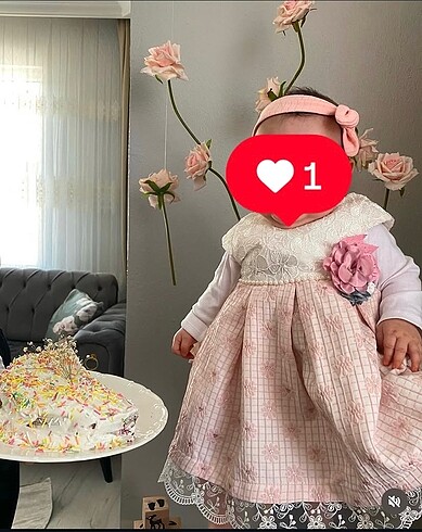 12-18 Ay Beden Pembe bebek elbise