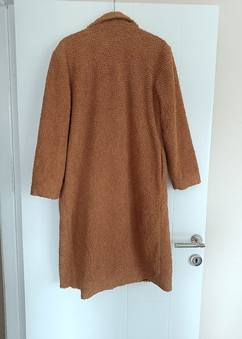 Düğmeli Kahverengi Peluş Kaban - Görsel 5