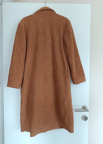 Düğmeli Kahverengi Peluş Kaban - Görsel 6