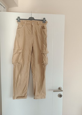 Bej Kemerli Rahat Kesim Keten Kadın Pantolon - Görsel 3