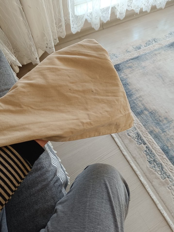 Bej Kemerli Rahat Kesim Keten Kadın Pantolon - Görsel 4