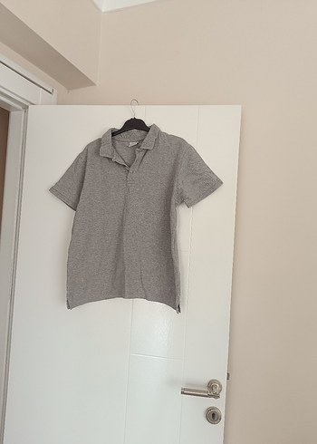 s Beden Gri Keten Erkek Polo Tişört
