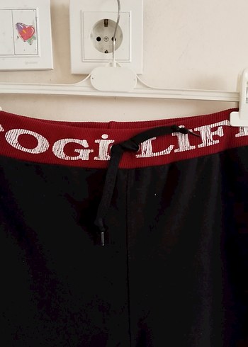 s beden içi polarSiyah Baskılı Erkek Eşofman Altı Velcro Detaylı - Görsel 4