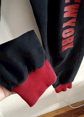 s beden içi polarSiyah Baskılı Erkek Eşofman Altı Velcro Detaylı - Görsel 3