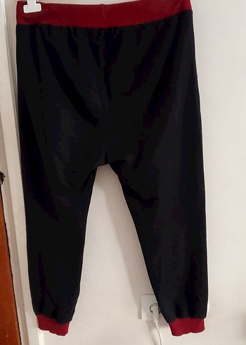 s beden içi polarSiyah Baskılı Erkek Eşofman Altı Velcro Detaylı - Görsel 2