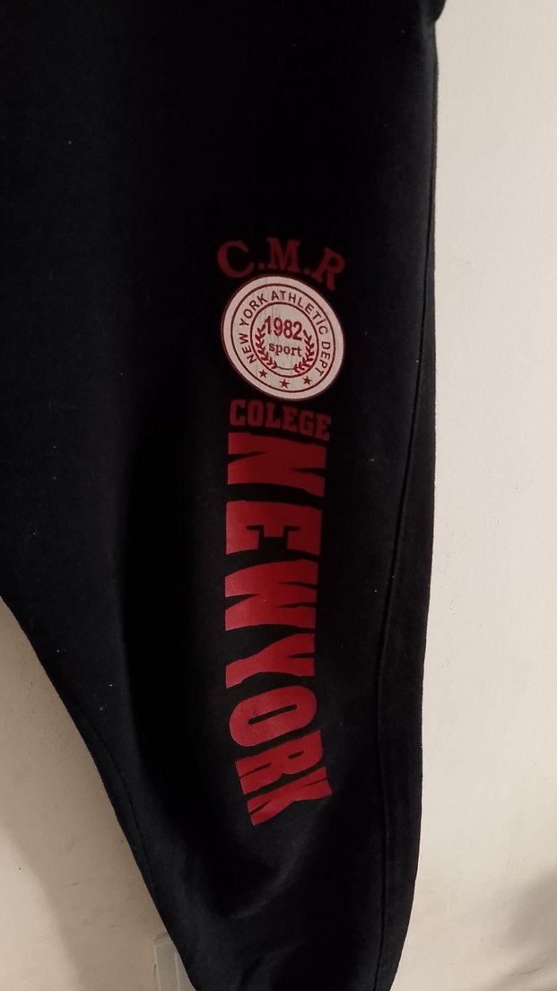 s beden içi polarSiyah Baskılı Erkek Eşofman Altı Velcro Detaylı - Görsel 5