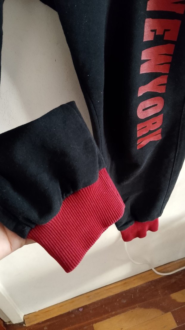 s beden içi polarSiyah Baskılı Erkek Eşofman Altı Velcro Detaylı - Görsel 3