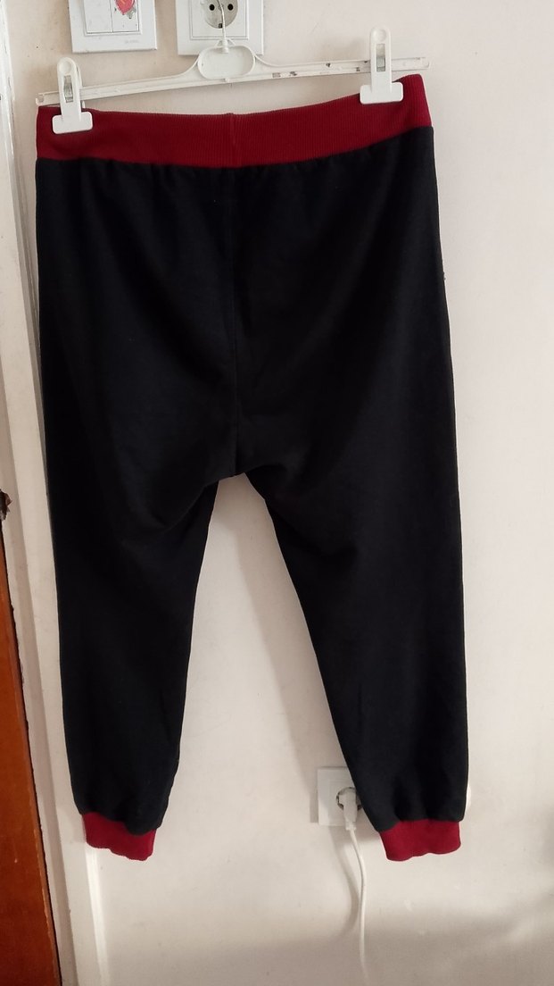 s beden içi polarSiyah Baskılı Erkek Eşofman Altı Velcro Detaylı - Görsel 2