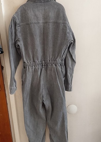 ZARA S bedenlere Gri Denim Kadın Uzun Tulum - Görsel 3