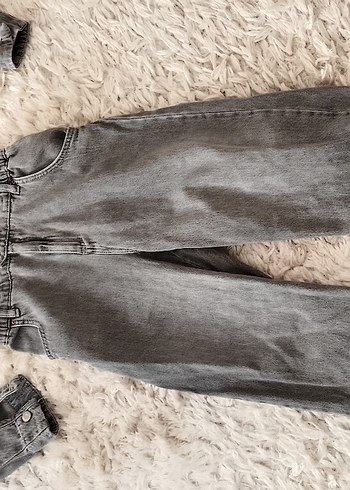 ZARA S bedenlere Gri Denim Kadın Uzun Tulum - Görsel 2