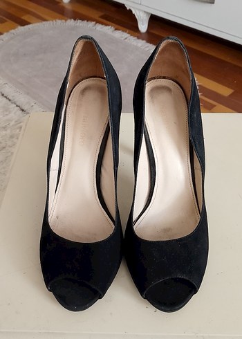 38 numara Siyah Süet Stiletto Topuklu Kadın Ayakkabı - Görsel 5