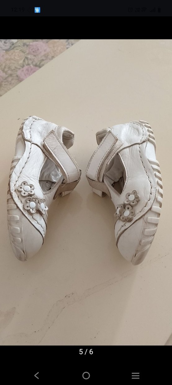 kikıri 23 numara  gercek deri  Beyaz Kız  çocuk  Ayakkabısı - Görsel 5