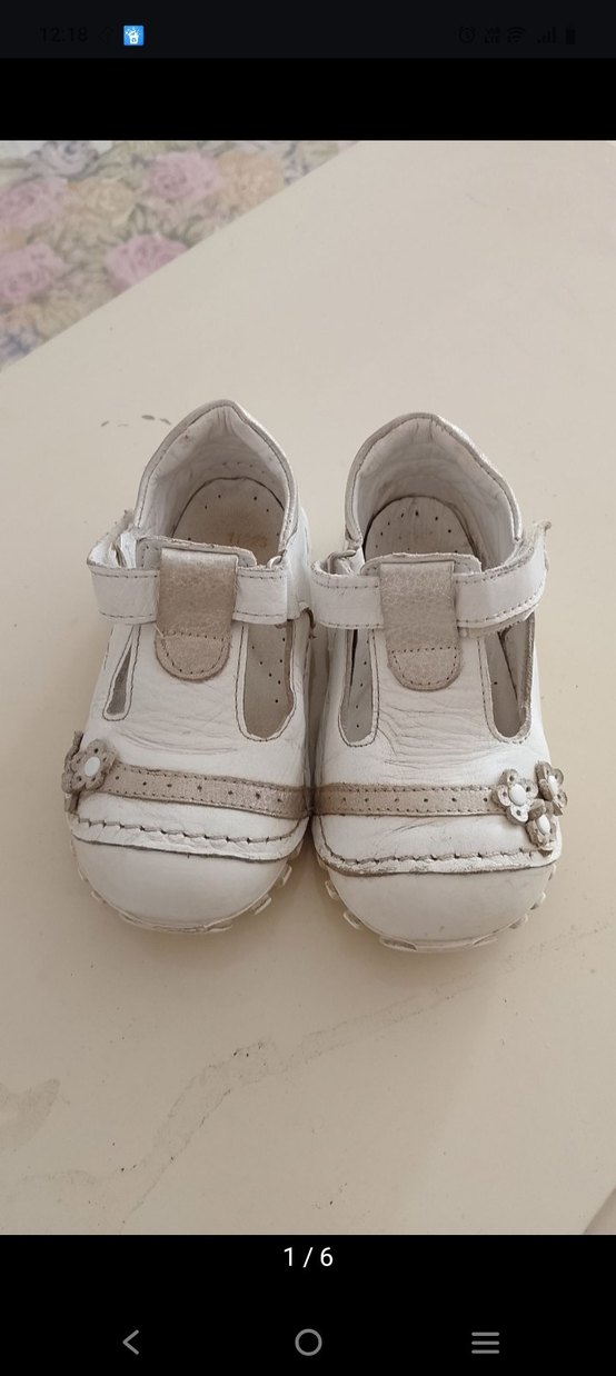 kikıri 23 numara  gercek deri  Beyaz Kız  çocuk  Ayakkabısı - Görsel 2