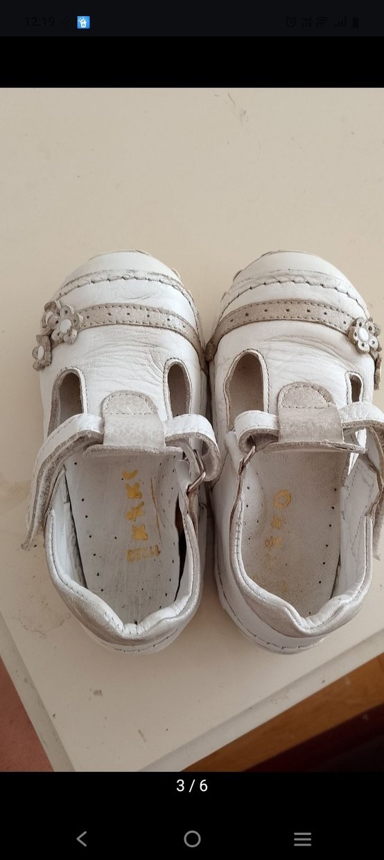 kikıri 23 numara  gercek deri  Beyaz Kız  çocuk  Ayakkabısı - Görsel 3