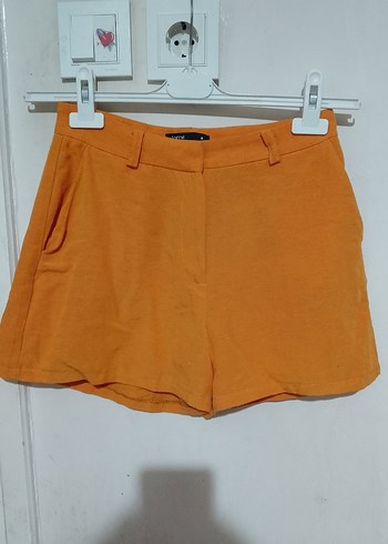 m bedenTuruncu Keten Mini Şort