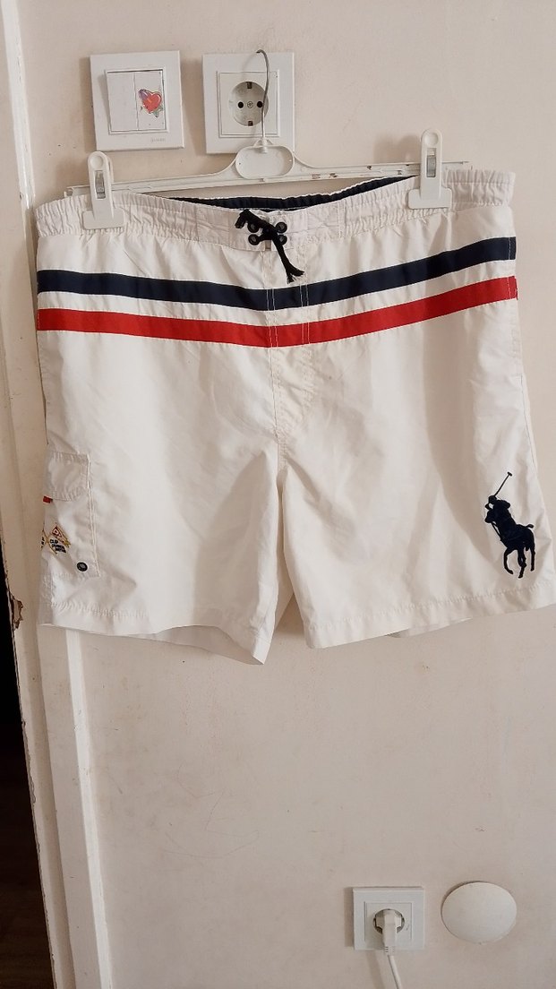 usu Polo  beyaz Erkek Şort Mayo, Kemerli, Rahat Kesim xl beden - Görsel 2