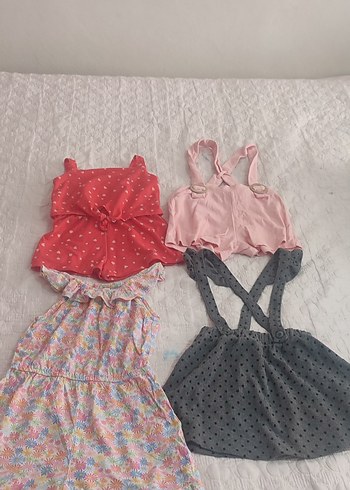 Kız Çocuk Çok Renkli Askılı Pamuklu Elbise