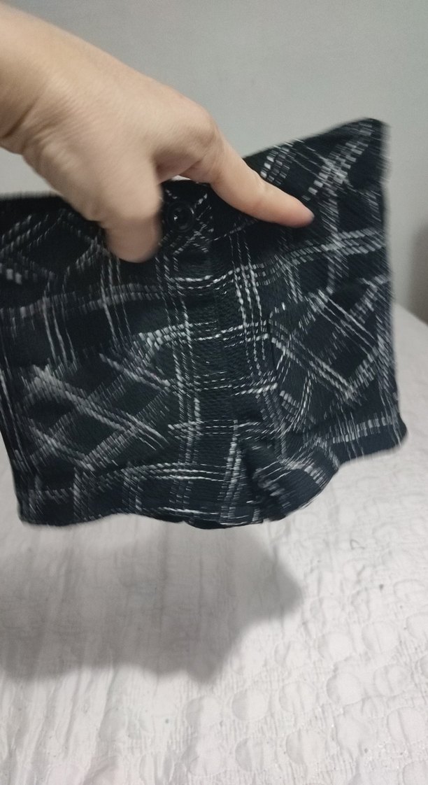 Düğmeli Siyah Kareli Mini şort - Görsel 2