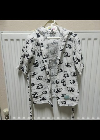 Kapüşonlu Erkek Çocuk Bornozu, Panda Desenli - Görsel 3