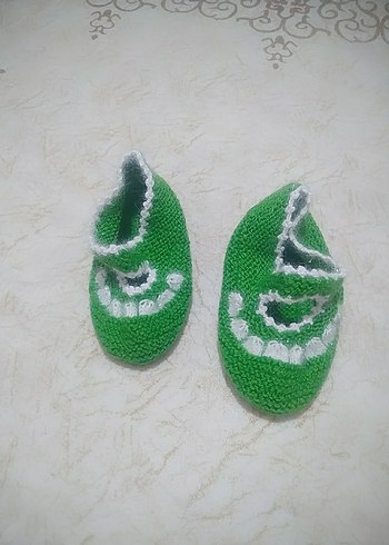 Kız Çocukları İçin Yeşil Örgü Eldiven - Görsel 2