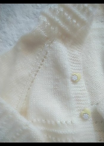 Kız Çocuk Beyaz Örgü Hırka ve Patik Takımı - Görsel 2