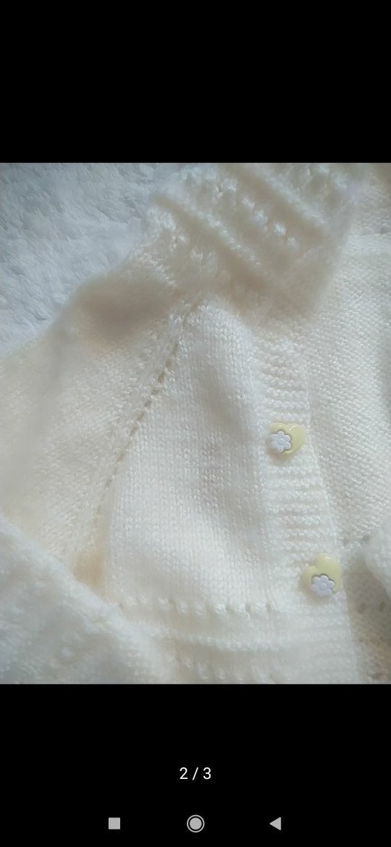 Kız Çocuk Beyaz Örgü Hırka ve Patik Takımı - Görsel 2