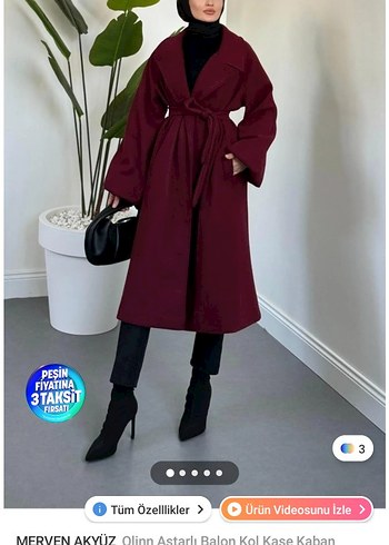 Kadın ekru Kuşaklı Uzun Kaban - Görsel 2