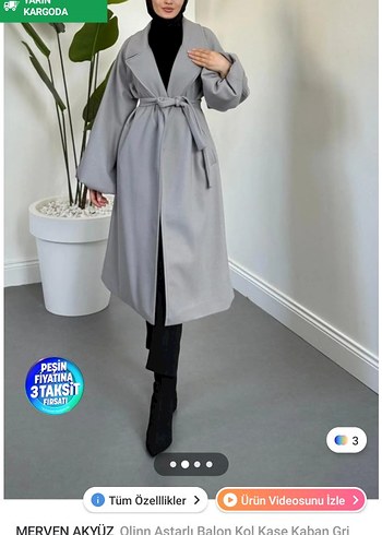 Kadın ekru Kuşaklı Uzun Kaban - Görsel 3
