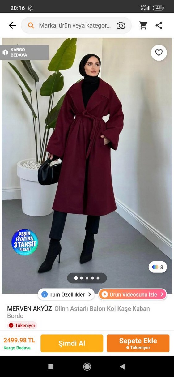 Kadın ekru Kuşaklı Uzun Kaban - Görsel 2