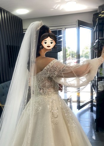 Bohem Tarzı Uzun Kollu Prenses Gelinlik - Görsel 4